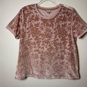 a new day Pink Floral Velvet Blouse